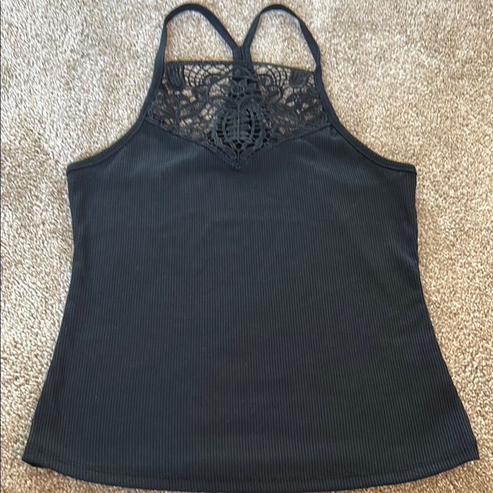 Black Lace Detail Women's Top